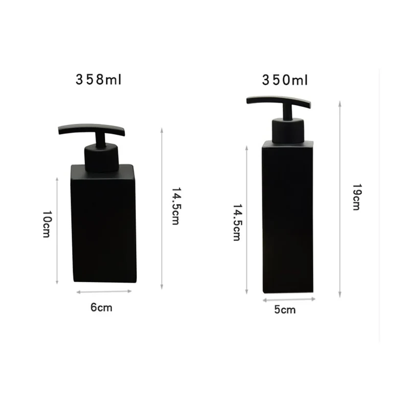 Dispenser di sapone Garvee nero opaco in acciaio inossidabile 304 quadrato da 12 once per cucina e bagno antiscivolo ricaricabile