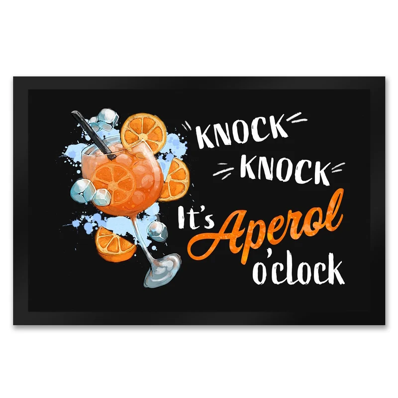 Cocktail Fußmatte in 35x50 cm mit Spruch Knock knock It's Aperol o'clock