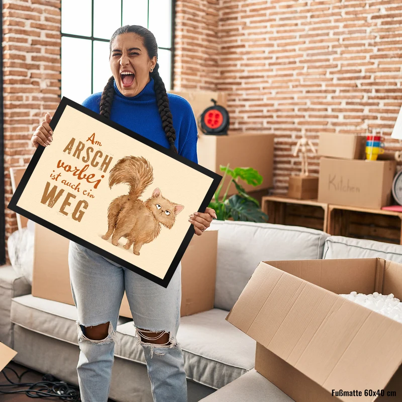 Katze Fußmatte in 35x50 cm mit Spruch Am Arsch vorbei ist auch ein Weg