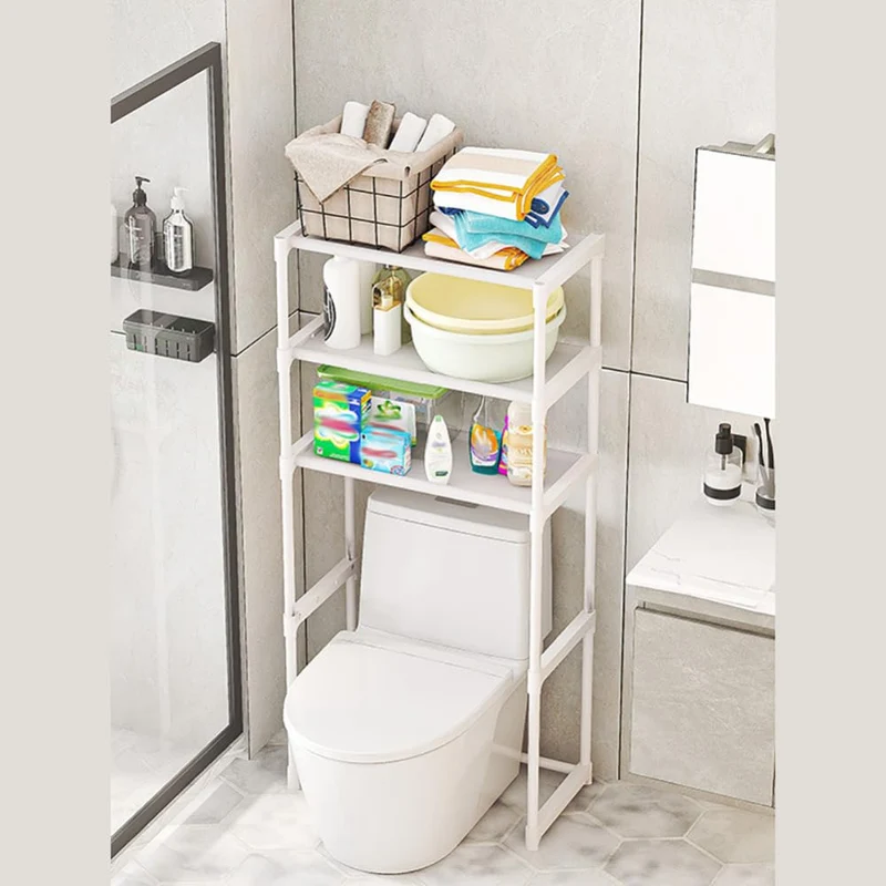 Mensola da bagno Garvee a 3 livelli sopra il WC, in acciaio inossidabile, compatta, bianca per bagno e balcone