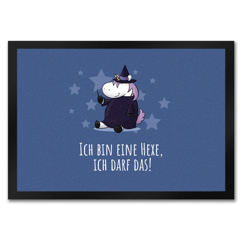 Einhorn-Hexe Fußmatte in 35x50 cm mit Spruch Ich bin eine Hexe