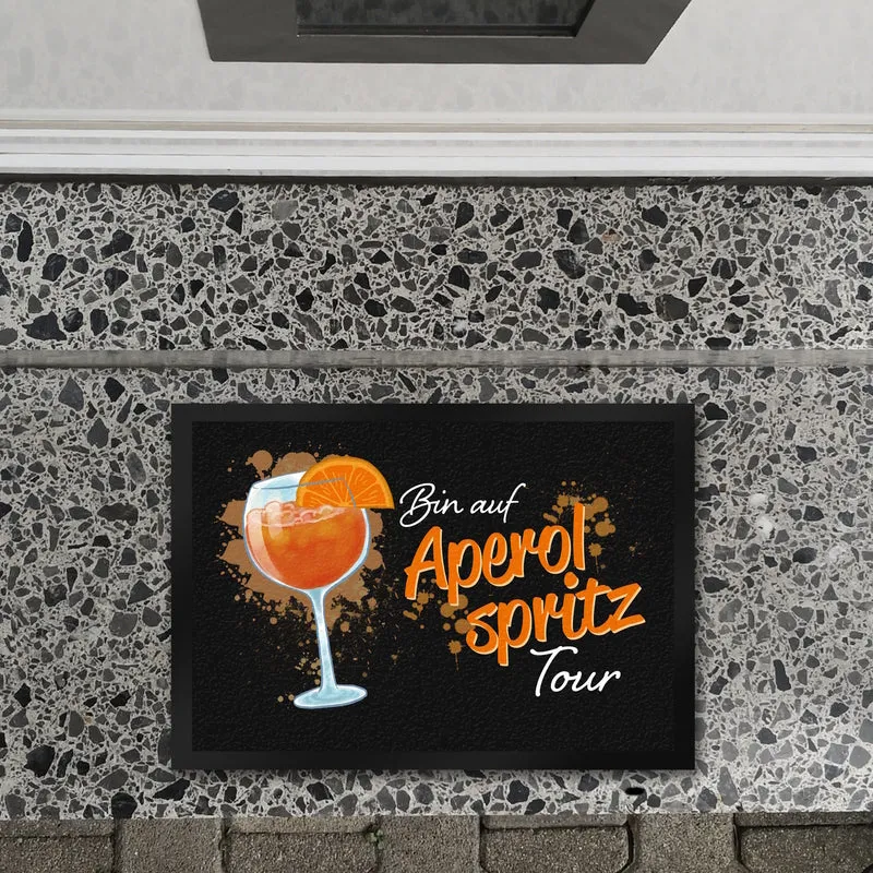 Cocktail Fußmatte in 35x50 cm mit Spruch Bin auf Aperol Spritz Tour