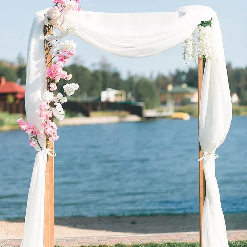 Arco per matrimonio in chiffon di alta qualità Garvee, drappeggio in morbido tulle, 2 piedi x 18 piedi, bianco, per matrimoni e feste.