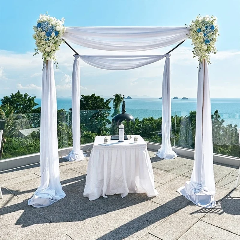 Arco per matrimonio in chiffon di alta qualità Garvee, drappeggio in morbido tulle, 2 piedi x 18 piedi, bianco, per matrimoni e feste.