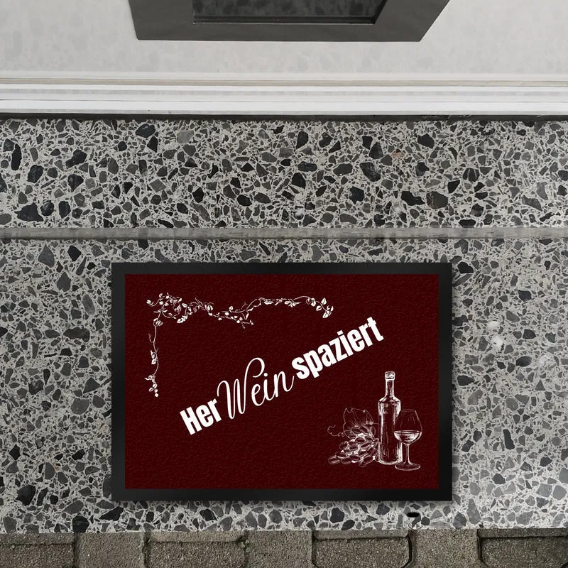 Wein Fußmatte in 35x50 cm mit Spruch Herweinspaziert