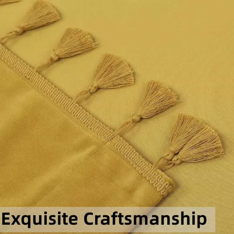 Tende in velluto giallo Garvee 106.7×243.8 cm oscuranti insonorizzate 100% poliestere Boho con nappe per soggiorno e camera da letto