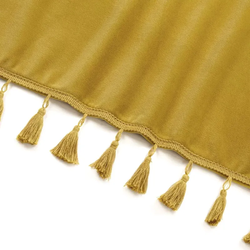 Tende in velluto giallo Garvee 106.7×243.8 cm oscuranti insonorizzate 100% poliestere Boho con nappe per soggiorno e camera da letto
