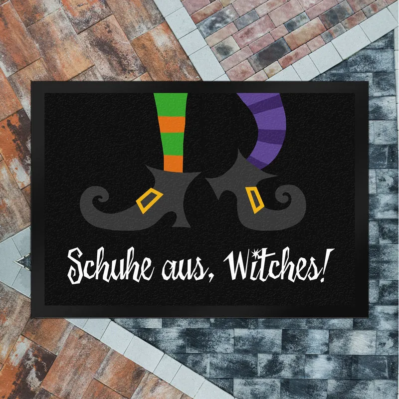 Hexen Halloween Fußmatte mit Spruch - Schuhe aus, Witches!