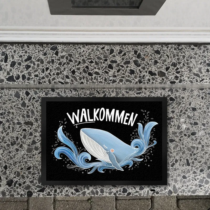 Walkommen Fußmatte mit Wal Motiv