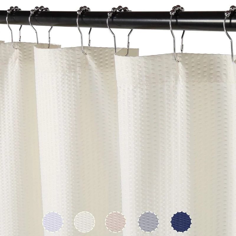 Tenda da doccia Garvee in microfibra idrorepellente con motivo in rilievo, in poliestere, color crema, 182,9 x 182,9 cm, per vasca da bagno