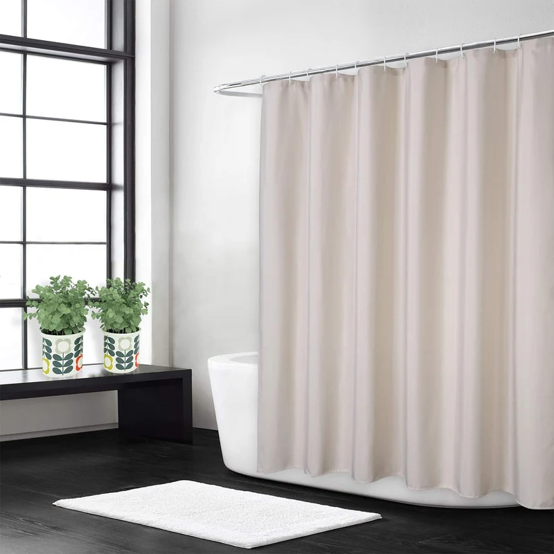 Tenda da doccia impermeabile in poliestere Garvee con ganci per bagni e vasche da bagno 72"x72" Beige