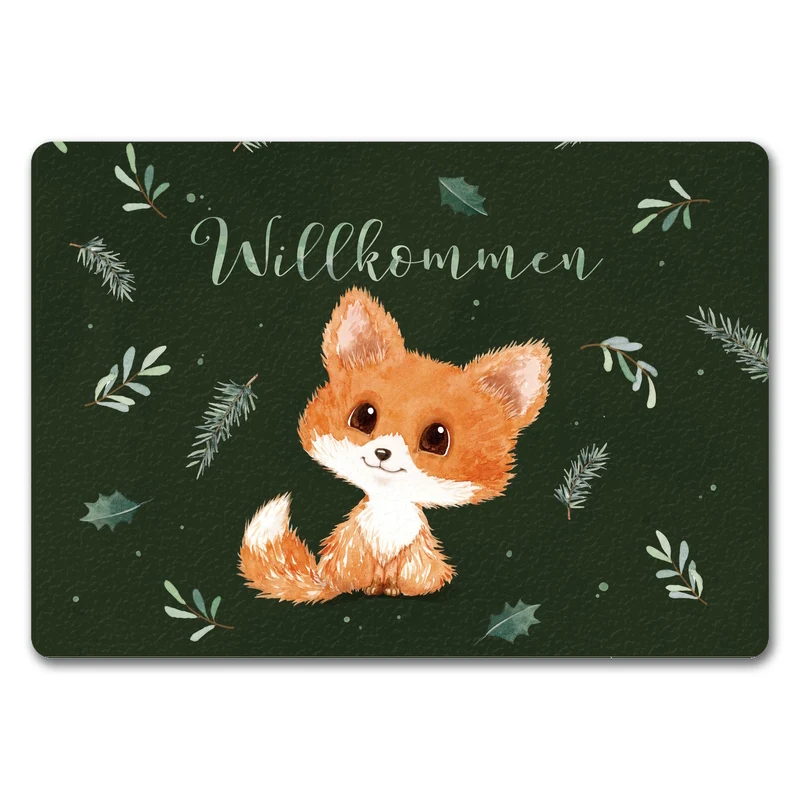 Baby Fuchs Fußmatte in 35x50 cm mit Spruch Willkommen