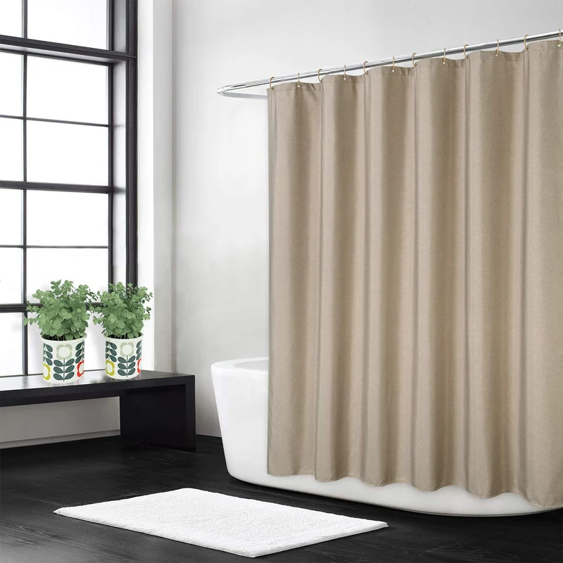 Tenda da doccia impermeabile in poliestere Garvee con ganci per bagni e vasche da bagno, 182,9 x 243,2 cm, colore caffè