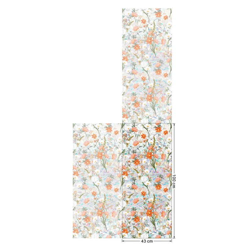 Garvee Pellicola Privacy Finestra Fiore Vetro Colorato Blocca UV 96% Riutilizzabile Adesivo Statico Bagno Soggiorno 39x17in
