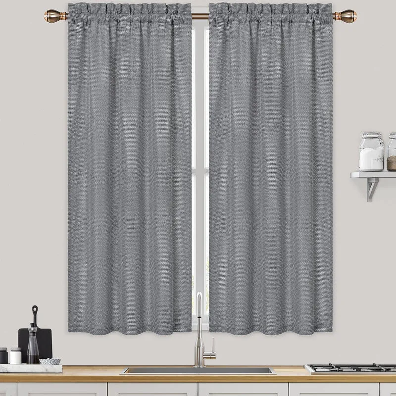 Tenda da cucina Garvee in jacquard a nido d'ape, moderna, pesante, grigia, 30"x45", set da 2, per cucina e bagno