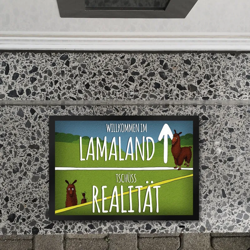 Willkommen im Lamaland - Tschüss Realität Fußmatte