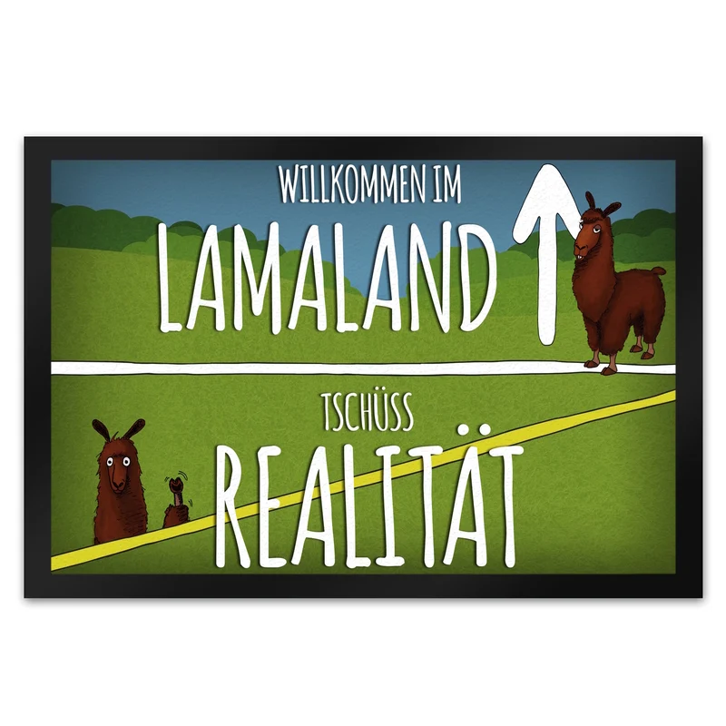 Willkommen im Lamaland - Tschüss Realität Fußmatte