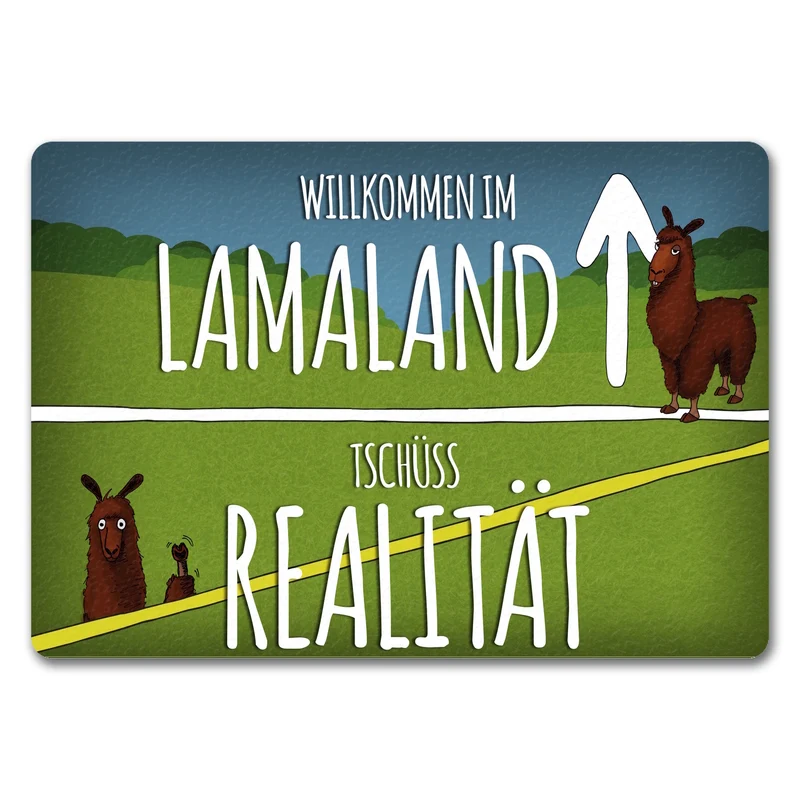 Willkommen im Lamaland - Tschüss Realität Fußmatte