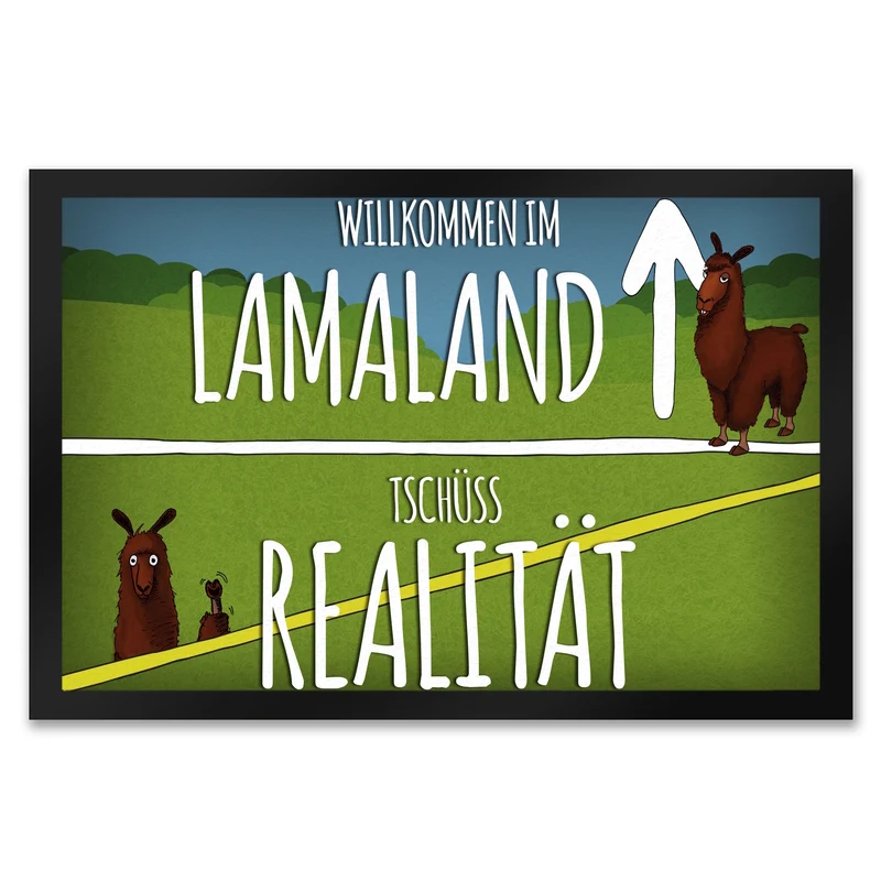 Willkommen im Lamaland - Tschüss Realität Fußmatte