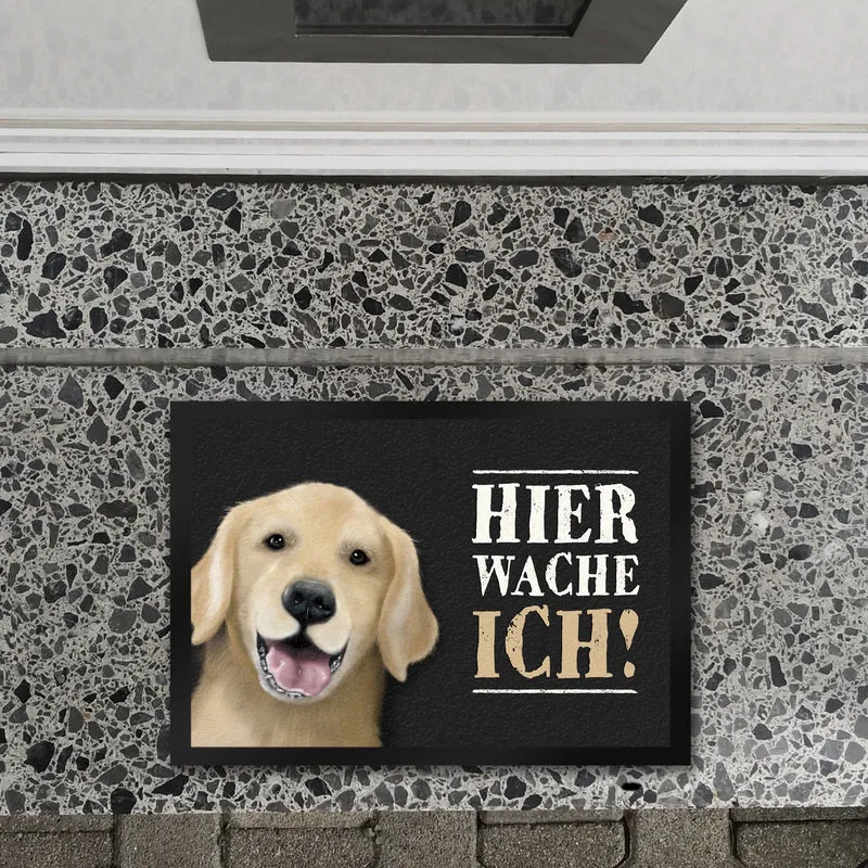 Hier wache ich! Golden Retriever Fußmatte