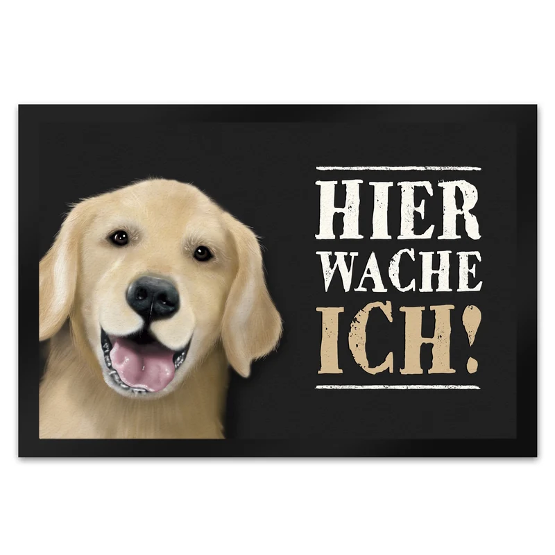 Hier wache ich! Golden Retriever Fußmatte