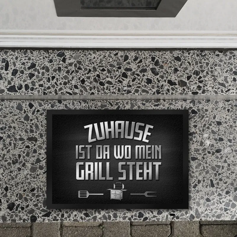 Zuhause ist da wo mein Grill steht Fußmatte