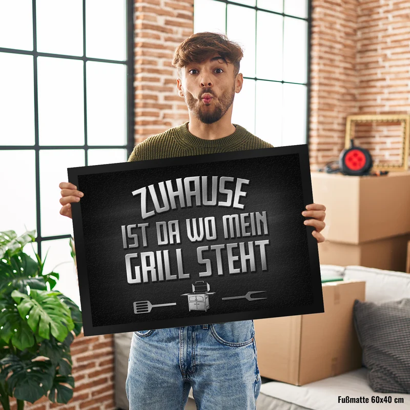Zuhause ist da wo mein Grill steht Fußmatte