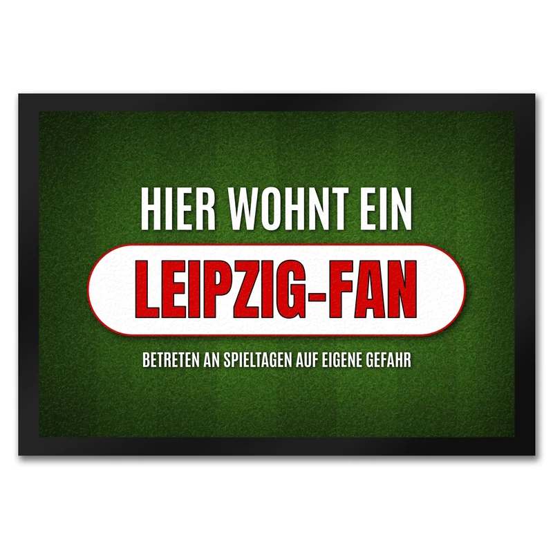 Hier wohnt ein Leipzig-Fan Fußmatte mit Rasen Motiv