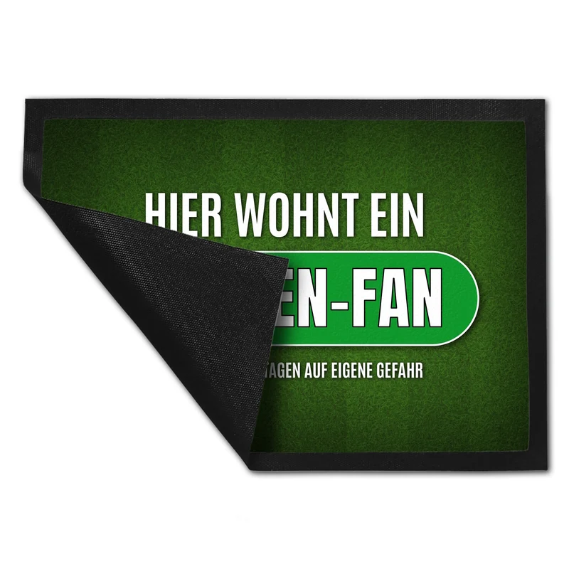 Hier wohnt ein Bremen-Fan Fußmatte mit Rasen Motiv