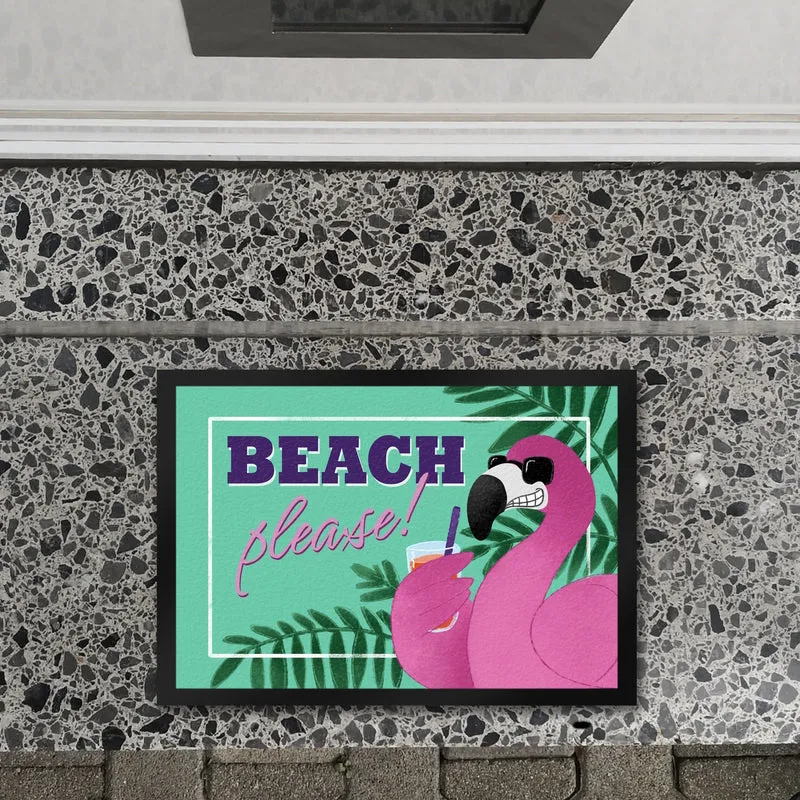 Beach please Fußmatte mit coolem Flamingo