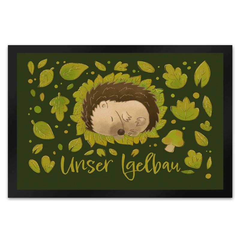 Unser Igelbau Fußmatte mit süßem Igel auf Laub