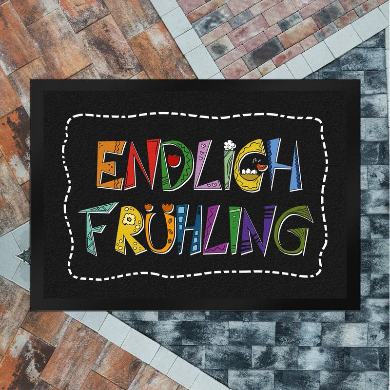 Endlich Frühling Fußmatte in bunten Farben