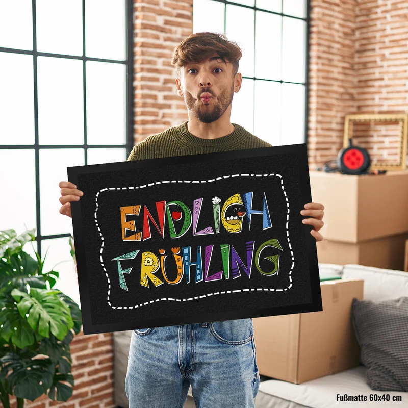 Endlich Frühling Fußmatte in bunten Farben