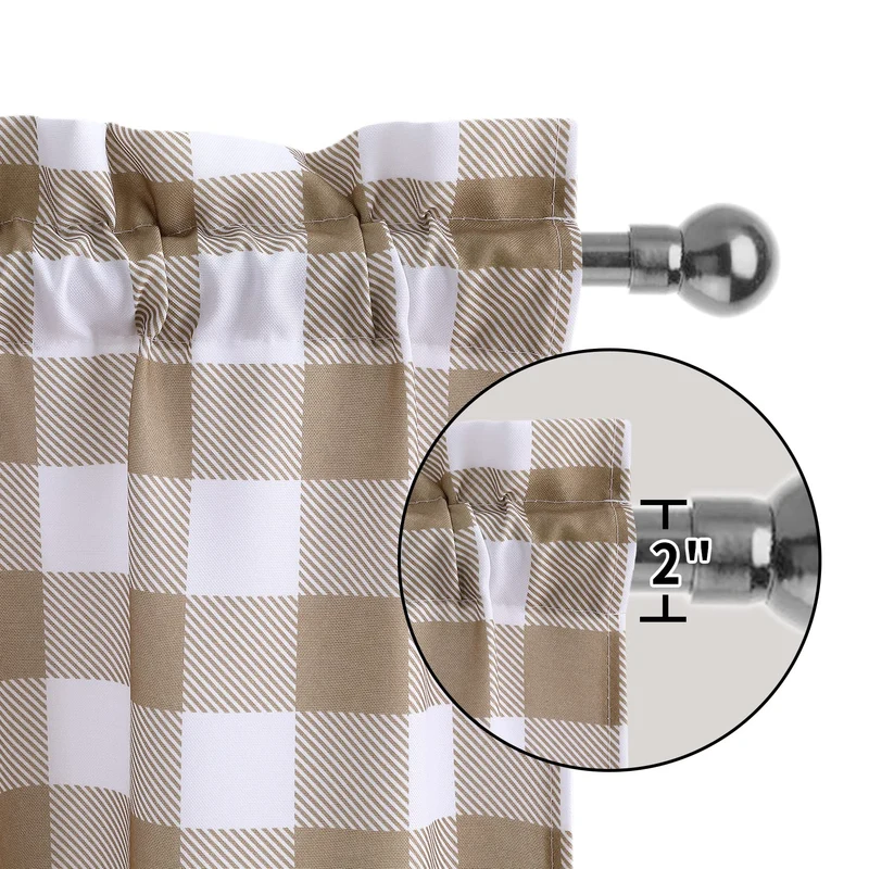 Tende piccole Garvee Buffalo Plaid in poliestere idrorepellente effetto lino per soggiorno, cucina, bagno, 28"x24" tortora