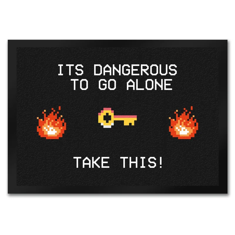 Dangerous to go Alone Fußmatte für alle Retro Zocker mit Pixel-Motiv