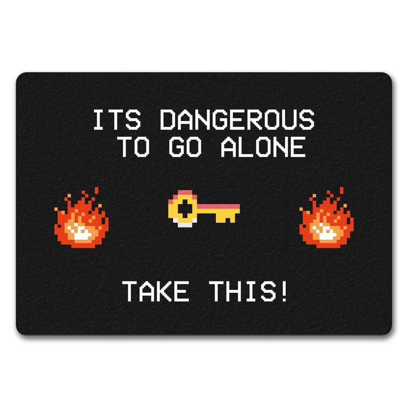 Dangerous to go Alone Fußmatte für alle Retro Zocker mit Pixel-Motiv
