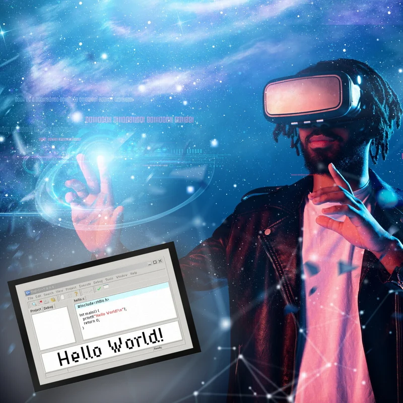 Hello World witzige Fußmatte für Programmierer mit Quellcode