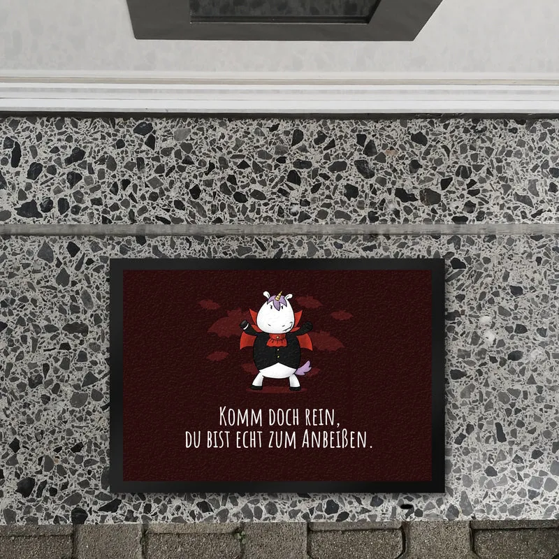 Einhorn-Geist Fußmatte in 35x50 cm mit Spruch Nicht faul mache geistige Arbeit