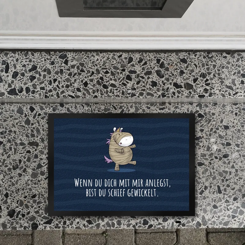 Einhorn-Geist Fußmatte in 35x50 cm mit Spruch Nicht faul mache geistige Arbeit