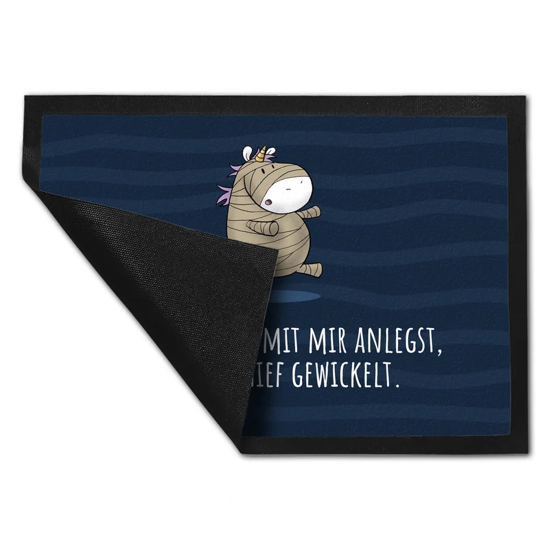 Einhorn-Geist Fußmatte in 35x50 cm mit Spruch Nicht faul mache geistige Arbeit