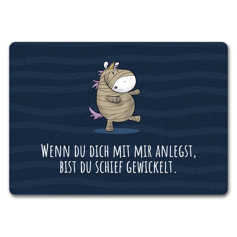 Einhorn-Geist Fußmatte in 35x50 cm mit Spruch Nicht faul mache geistige Arbeit