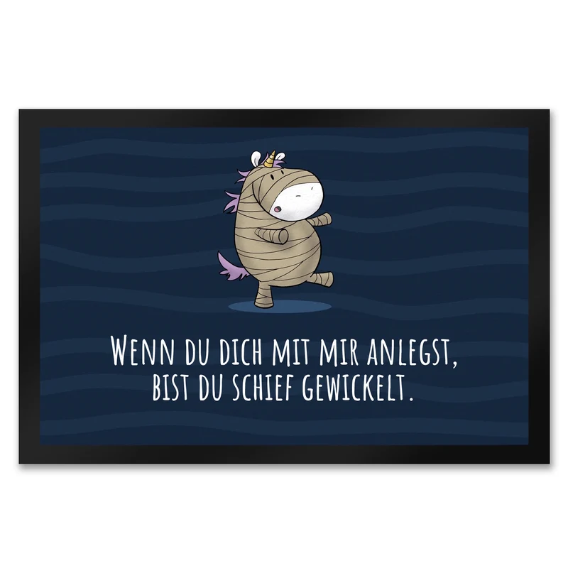 Einhorn-Geist Fußmatte in 35x50 cm mit Spruch Nicht faul mache geistige Arbeit