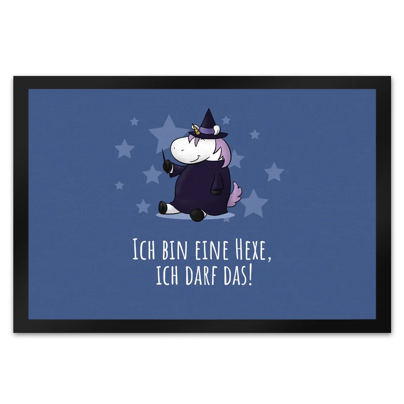 Einhorn-Geist Fußmatte in 35x50 cm mit Spruch Nicht faul mache geistige Arbeit