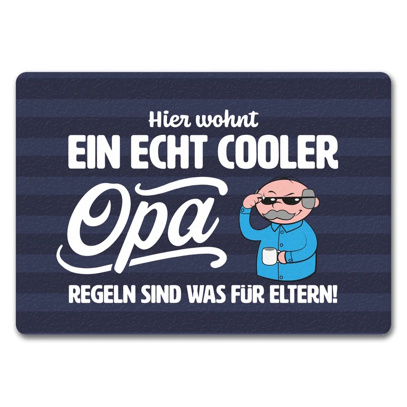 Cooler Opa Fußmatte in 35x50 cm mit Spruch Regeln sind was für Eltern