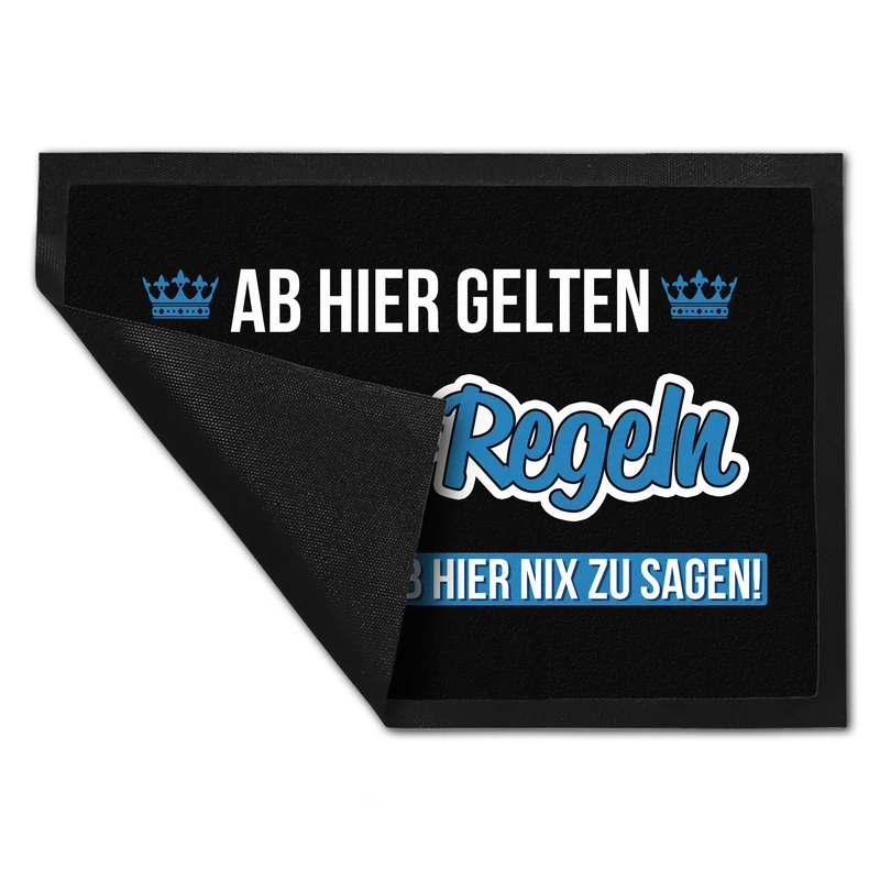 Opa-Regeln Fußmatte in 35x50 cm mit Spruch Eltern haben ab hier nix zu sagen