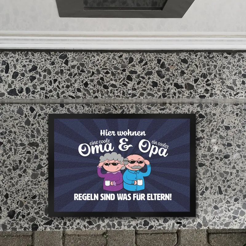 Coole Großeltern Fußmatte in 35x50 cm mit Spruch Regeln sind was für Eltern