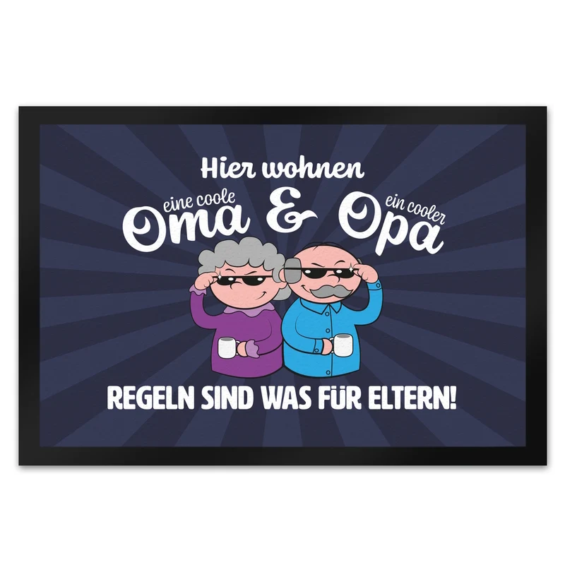 Coole Großeltern Fußmatte in 35x50 cm mit Spruch Regeln sind was für Eltern