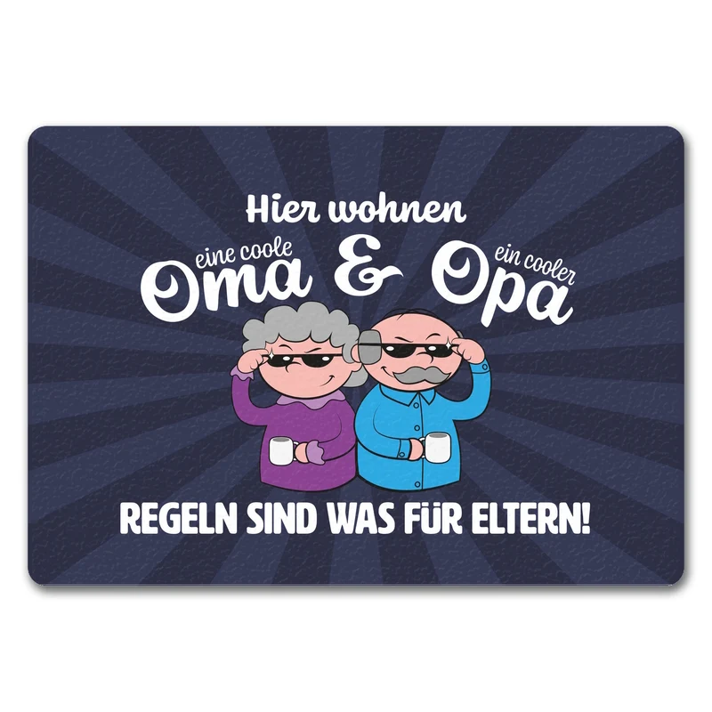 Coole Großeltern Fußmatte in 35x50 cm mit Spruch Regeln sind was für Eltern