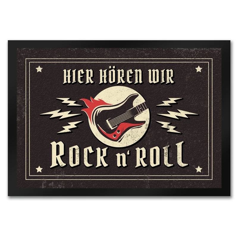 Hier hören wir Rock n' Roll Fußmatte mit Gitarren Motiv