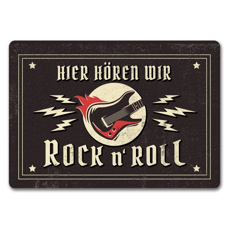 Hier hören wir Rock n' Roll Fußmatte mit Gitarren Motiv